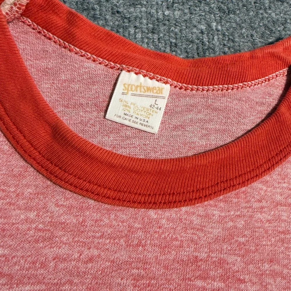 Vintage 1981 Indiana Hoosiers NCAA Basketball Champs Ringer Tee Red L Sportswear